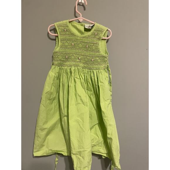 Rare Editions lime green dress with smocked‎ bodice Size 5 - Picture 1 of 5